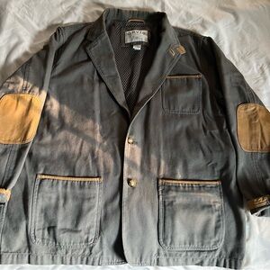 Orvis Men's Sage/Brown Fishing Jacket with Leather Patches Size 48